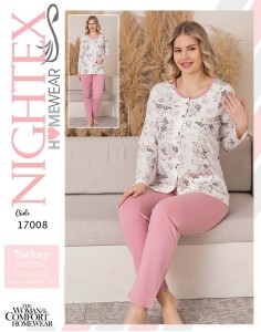 Piżama Damska Rozpinana Nightex 17008 M-XL